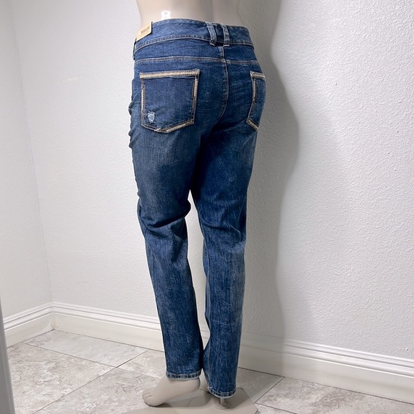 MAURICES SKINNY BOYFRIEND DENIM FLEX JEANS COLOR BLUE SIZE 24-REGULAR DISTRESS - Picture 3 of 3